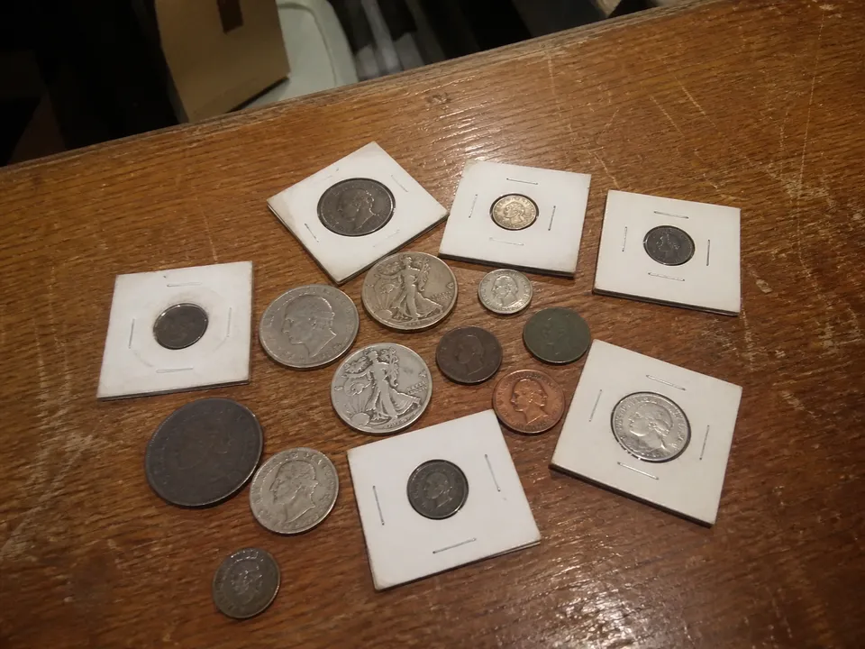 Informal countertop example of coins & pieces