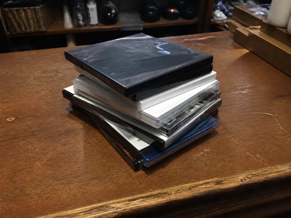 Informal countertop example of dvds & media
